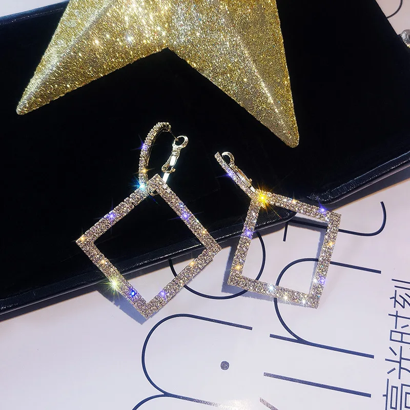 Свадебные блестящие геометрические висячие серьги Стразы для женщин и девушек
