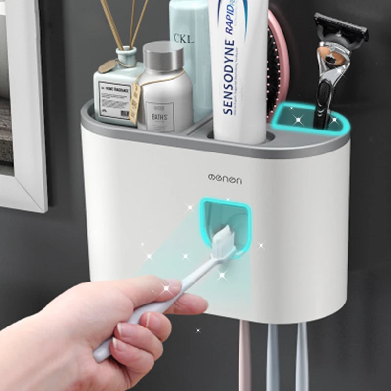 

Магнитный поглощающий инвертированный держатель для зубных щеток, автоматический стеллаж для хранения, диспенсер для зубной пасты, набор а...