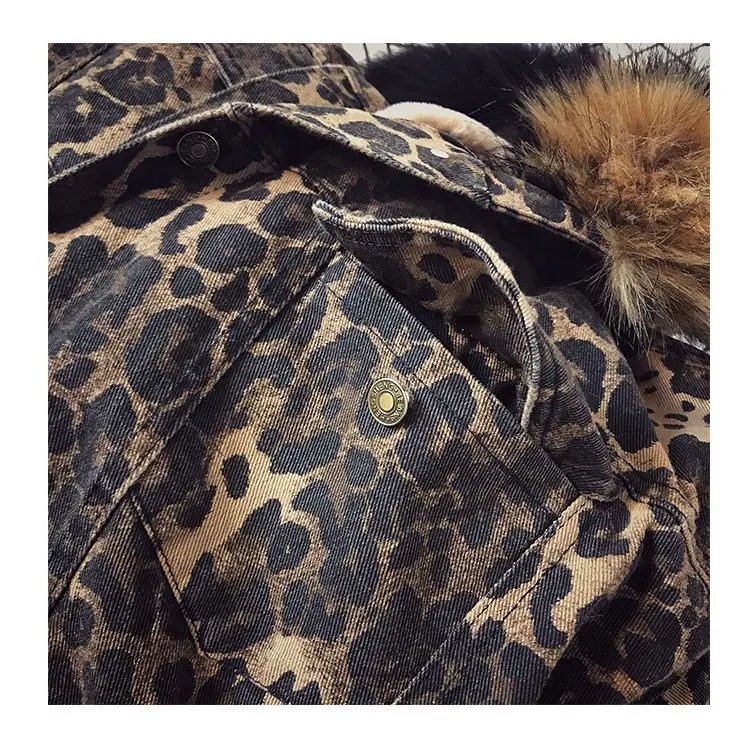 

Merry Pretty velvet thick leopard jacket female winter big fur collar Korean locomotive lamb coat female short coat