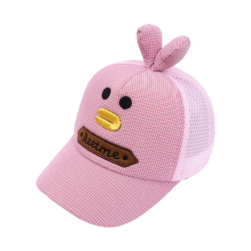 Детская летняя Милая бейсбольная кепка с вышитым рисунком утки сетчатая