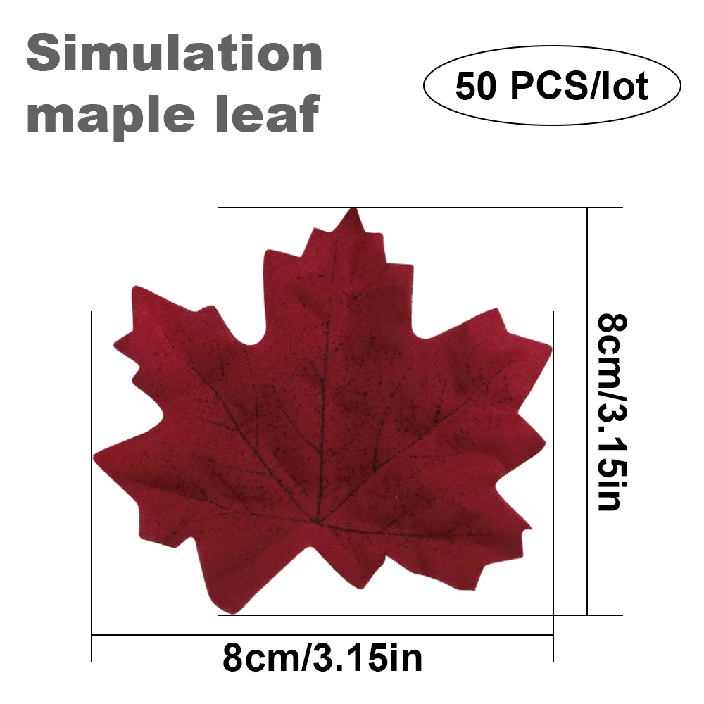 

50pcs Artificial Maple Leaves for Halloween Decoration Autumn Leaves for Wedding Table Photo Props Thanksgiving Day Decor