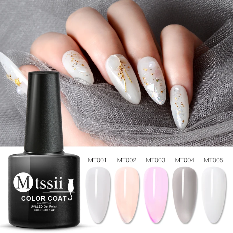 

Mtssii 7ml Pink Jelly Nail Gel Polish Semi-transparent White Varnish Polish Soak Off Nail Art UV Gel Lacquer for Manicure