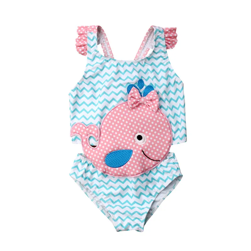

Baby Girl Cute Cartoon Whale Patchwork Ruffled Swimsuit Swimwear 1-6Y Toddler Kids Summer Beachwear Bikini Tankini Bathing Suit