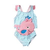 baby girl cute cartoon whale patchwork ruffled swimsuit swimwear 1 6y toddler kids summer beachwear bikini tankini bathing suit