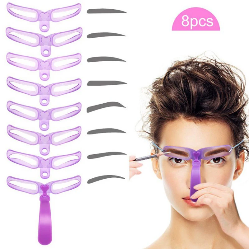 

Reusable 8 in1 Eyebrow Shaping Template Helper Eyebrow Stencils Kit Grooming Card Eyebrow Defining Makeup Tools