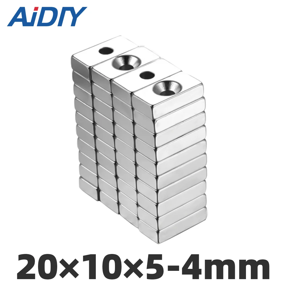 AI DIY 5/10/20 шт 20x10x5 мм отверстие 4 мм очень крепкий блок кольцевых магнитов N35 постоянный неодимовый магнит 20*10*5-4