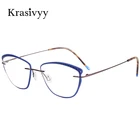 Оправа для очков Krasivyy женская из ацетата и титана, новинка 2022, очки кошачий глаз по рецепту, ультралегкие оптические очки без оправы для близорукости