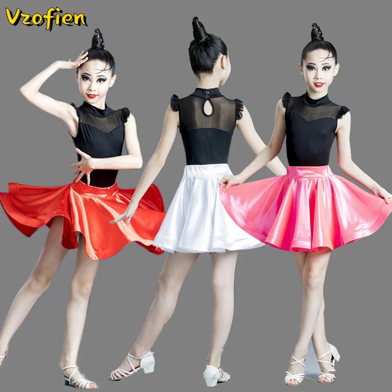 

New Kids Child Girls Latin Dance Dress Modern Waltz Salsa Costume Girls Ballroom Rumba Tango Dresses Carnival Jazz Dancewear