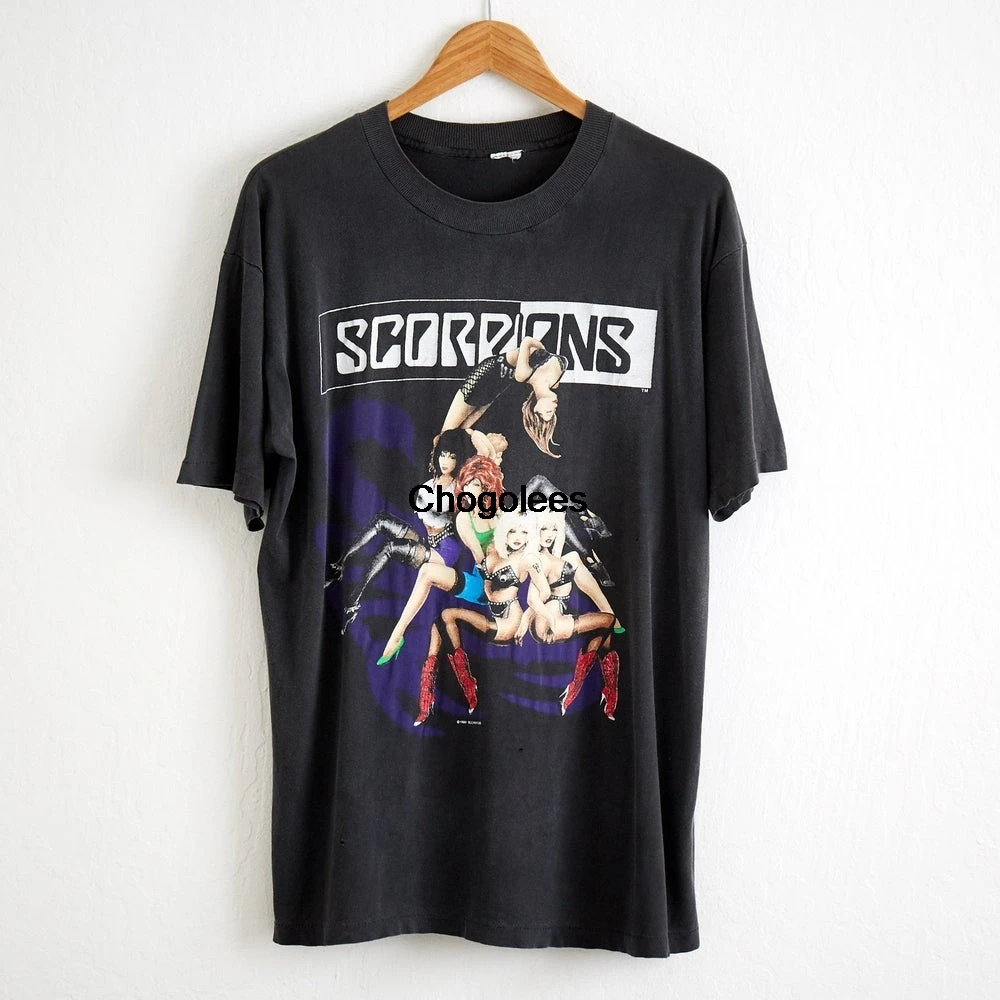 VTG 1990 футболка с изображением скорпионов для концертов L большая черная Crazy World Tour