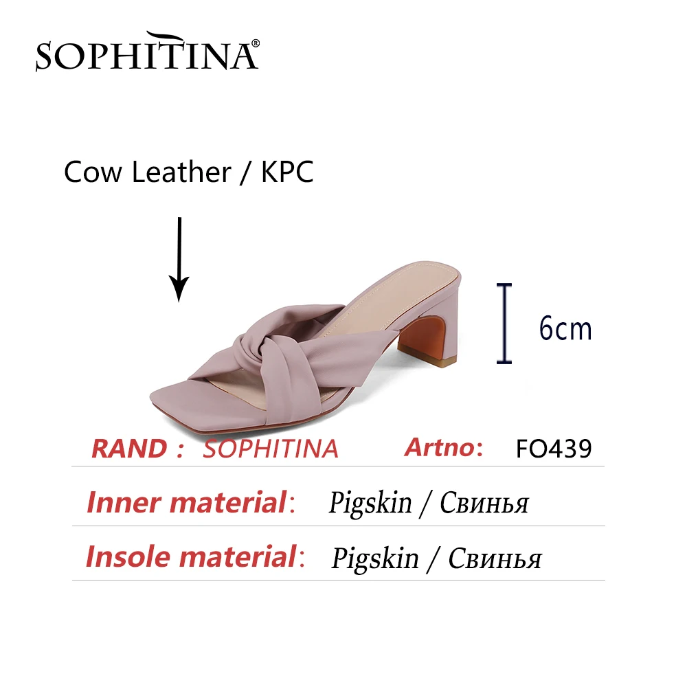 

SOPHITINA Mid Heel Sweet Stylish Pleated Women Shoes Summer Comfortable Dressing New Soft Square Toe Modern Sandals 2021 FO439