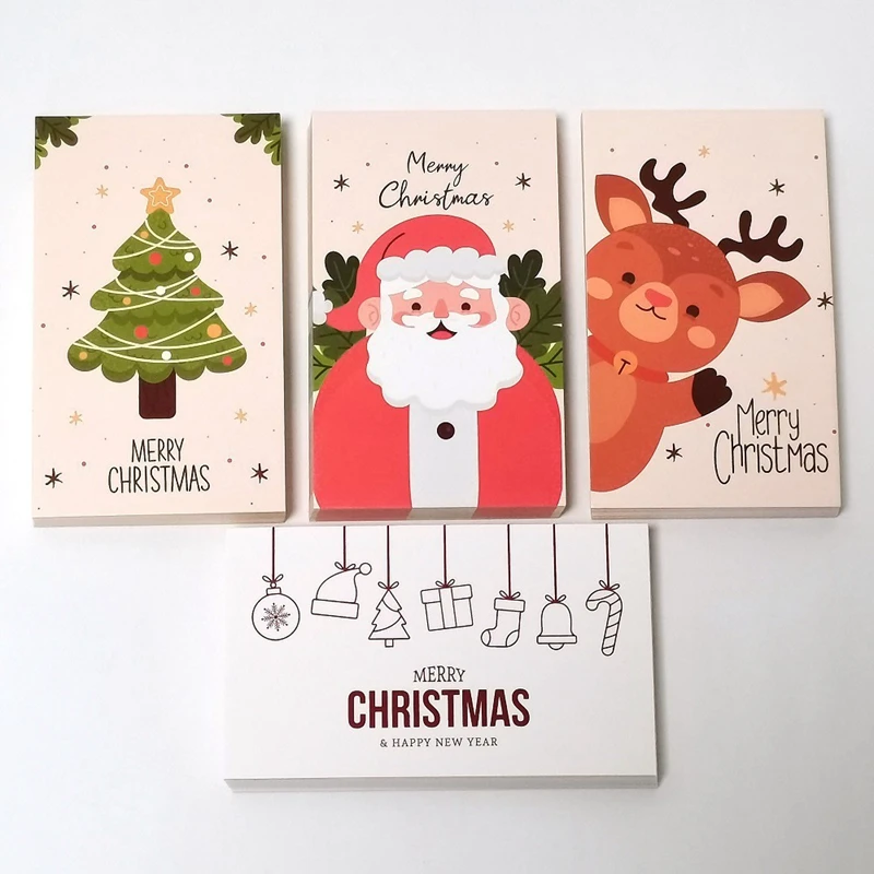 

50 шт. рождественские подарочные открытки, поздравительная открытка с покрытием, бумажная открытка, Подарочная открытка, наклейки на рождес...