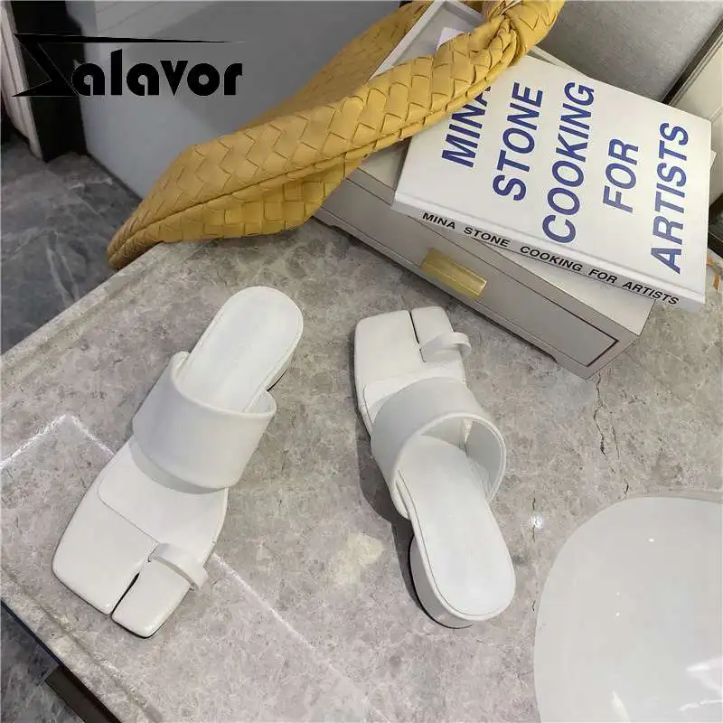 

ZALAVOR Summer Women Sandals Shoes Fashion Peep Toe Low Heels Shoes Women High-Quality Genuine Leather Slippers Size 33-43