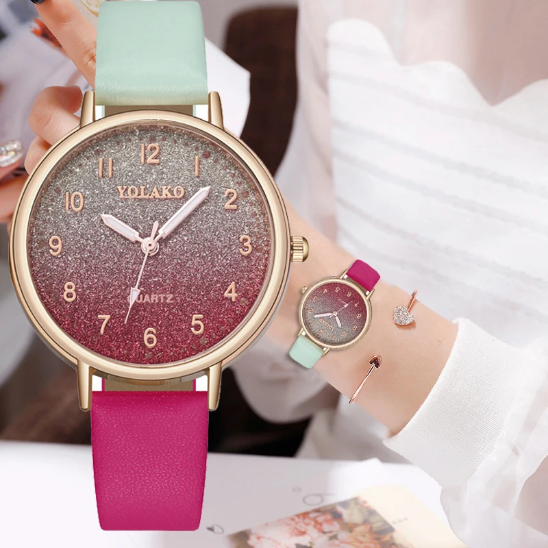 Модные женские часы звездного неба градиентный цвет кожа креативные свободные