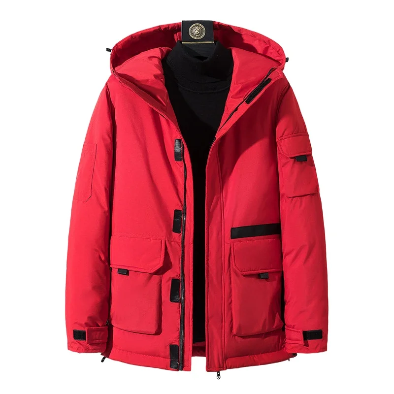 

new Men's White Duck Down Jacket Warm Hooded Thick Puffer Jacket Coat Male Casual High Quality Overcoat Thermal Winter Parka Men