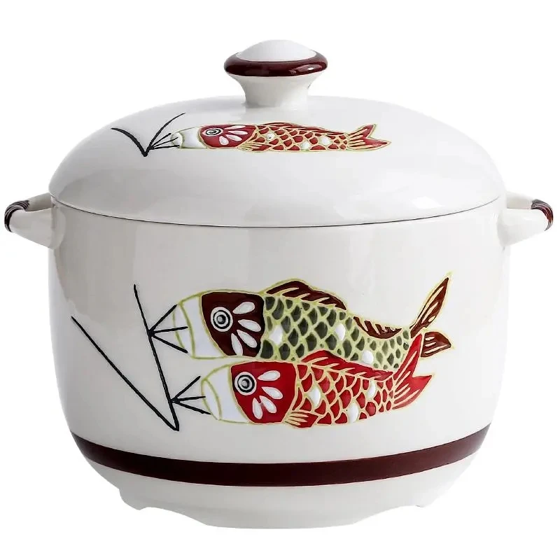 

Casserole-style Hand-painted Ceramic Bird's Nest Stew Cup with Lid Large and Small Dessert Tonic Soup Pot Home Restaurant