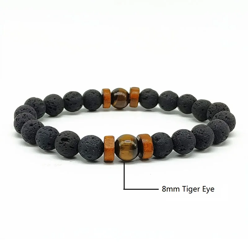 Браслет из черных вулканических камней для мужчин и женщин Подарочный браслет с