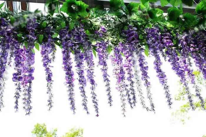 

2017 Hot Sale Silk Flower Artificial Flower Wisteria Vine Rattan For Valentine's Day Home Garden Hotel Wedding Decoration