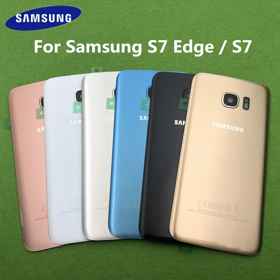 Для SAMSUNG Galaxy S7 Edge G935 G935F S7 G930 G930F Задняя стеклянная крышка батарейного отсека задняя дверь Корпус чехол S7 Edge Задняя стеклянная крышка