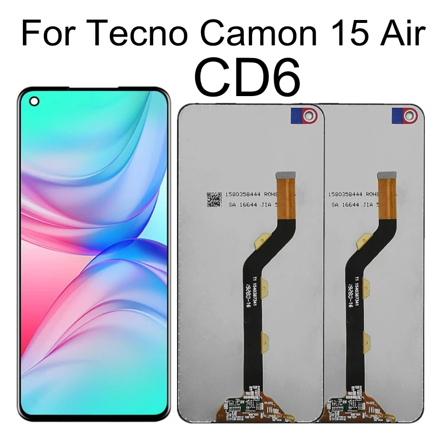 

6.6" LCD For Tecno Camon 15 Air CD6 LCD Display Touch Screen Digitizer Assembly Replacement
