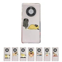 cute cartoon pug animal yoga phone case transparent for huawei honor v 40 30 20 x note 10 pro lite max s soft tpu clear bags
