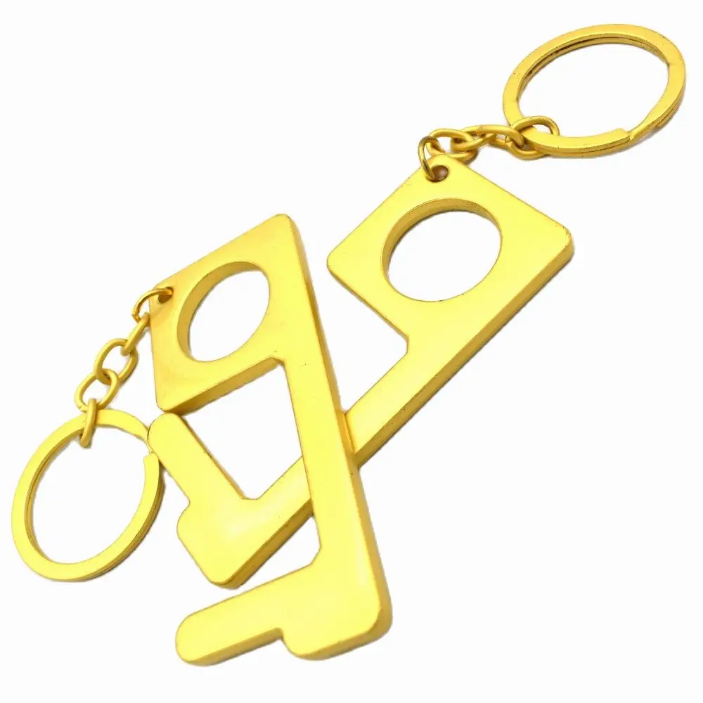 Золотая открывалка для двери с кольцом ключей Бесконтактный антимикробный