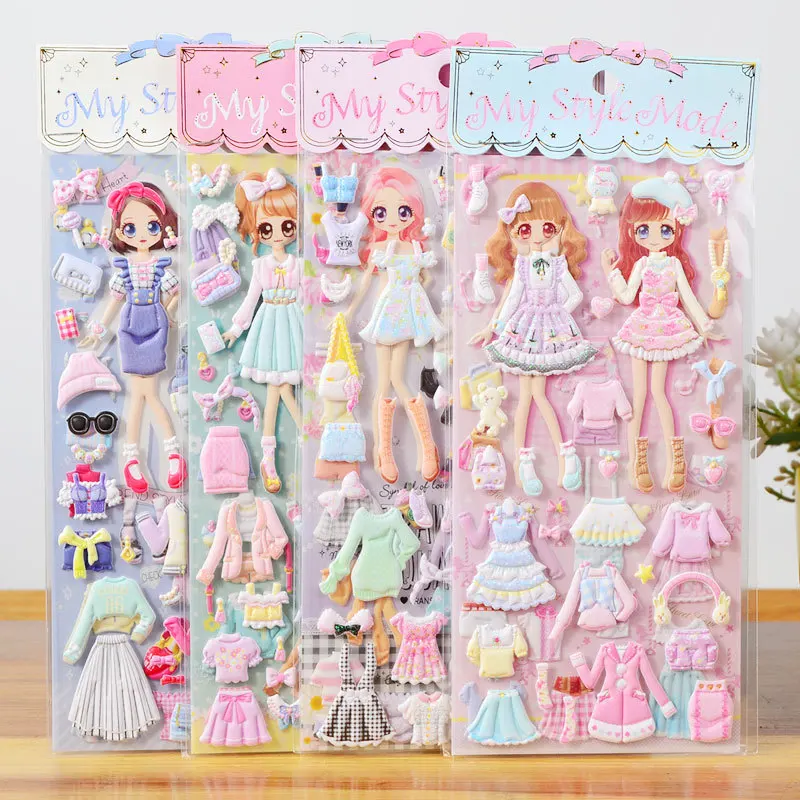 

Beauty 3D Puffy Stickers Dress Up Princess Sticker for Girl Christmas Gift Toy Scrapbooking DIY Decoration Bubble Stickers
