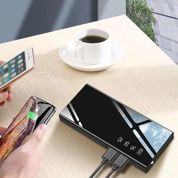 10000 мАч портативный Банк питания блестящее зеркало свет Мобильный банк Внешний