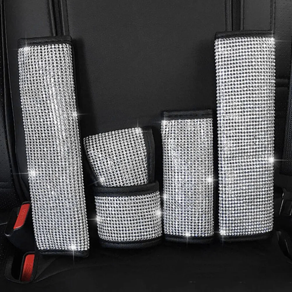 4 шт./компл. бриллиантовый Блестящий автомобильный ремень безопасности и крышка