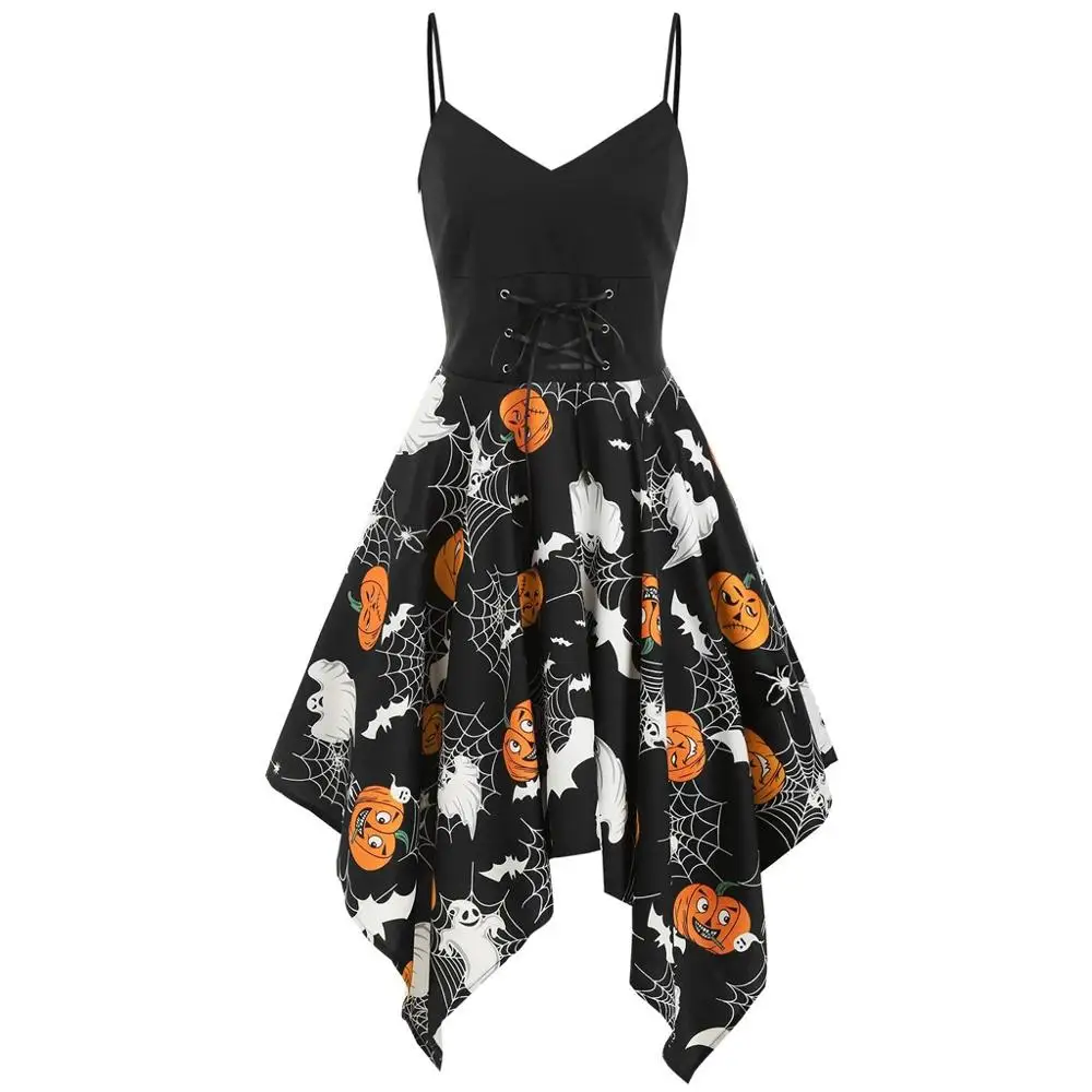Хэллоуин платья женские без рукавов Бандаж с v образным вырезом принтом