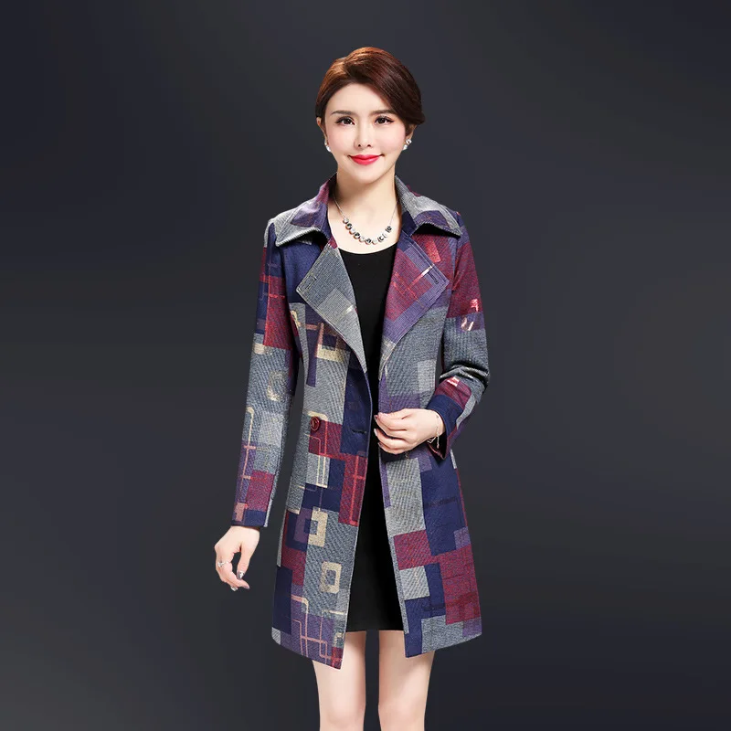 

Feminino Women Coat Casaco Plus Size Plaid Windbreaker Trench Coat For Women Long Coats Ladies Especially Female KJ135