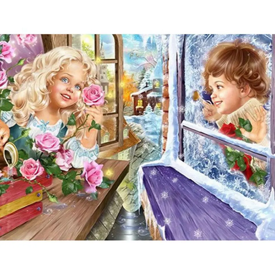 

New home full square/round diamond 5D DIY diamond painting "children play" 3D embroidery cross-stitch 5D home decoration gift