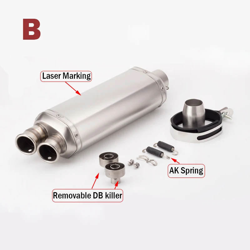 

51 мм универсальный глушитель выхлопной трубы мотоцикла двойной побег правая сторона с дБ убийца лазера для G310R R1200GS Z1000 Z900 Z400 cb190