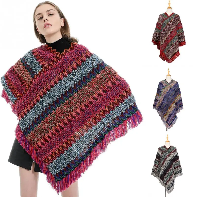 Модная искусственная шерсть елочка кисточка утолщенная женская накидка