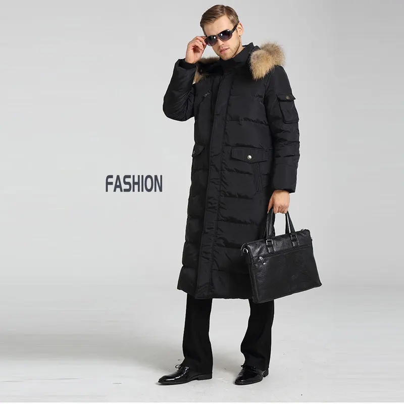 2020 New Fashion Men's Winter Parka Men Long Polyester Down Jacket With Fur Hood Male Thick Padded Coat Warm Windbreaker
