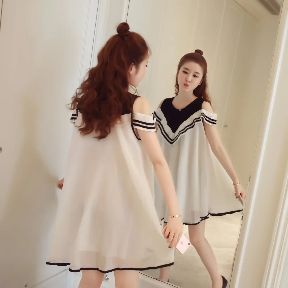 Летние платья для беременных с открытыми плечами трапециевидные мам Одежда