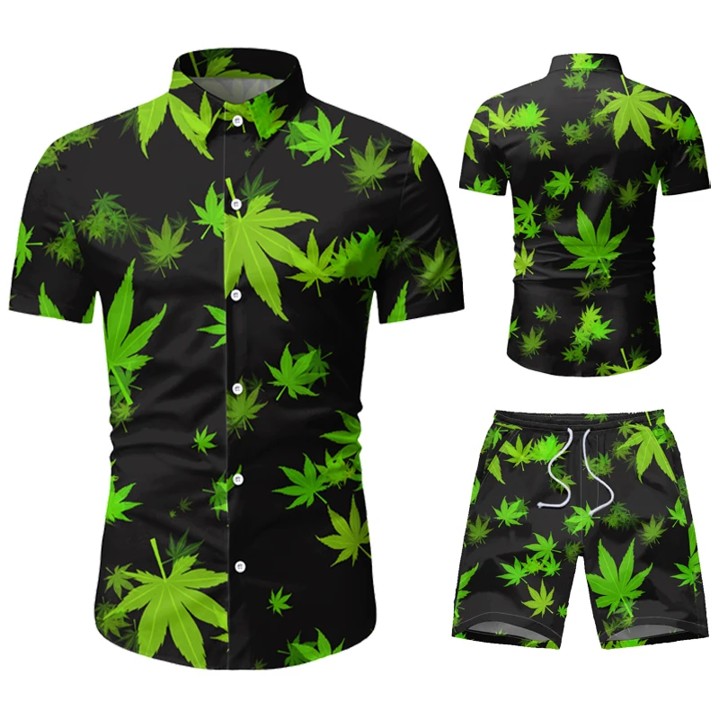 Мужской повседневный костюм гавайский пляжный летний комплект 2020 брендовая