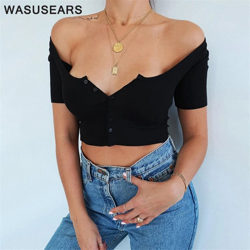 Летние рубашки женские 2020 Винтажные Футболки короткий рукав укороченный топ