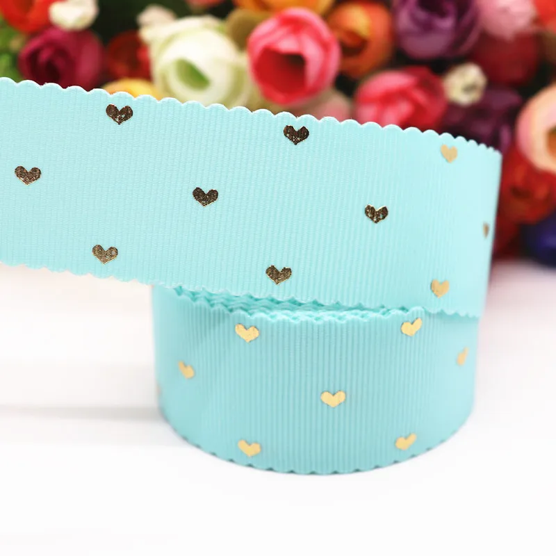 10 ярдов Золотая в форме сердца напечатанная корсажная лента 30 мм кружевная