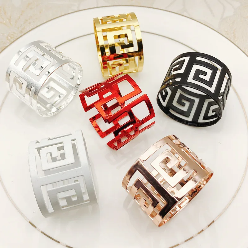 

12PCS A variety of napkin ring hotel western napkin ring cloth ring metal napkin buckle suitable for wedding party decoration