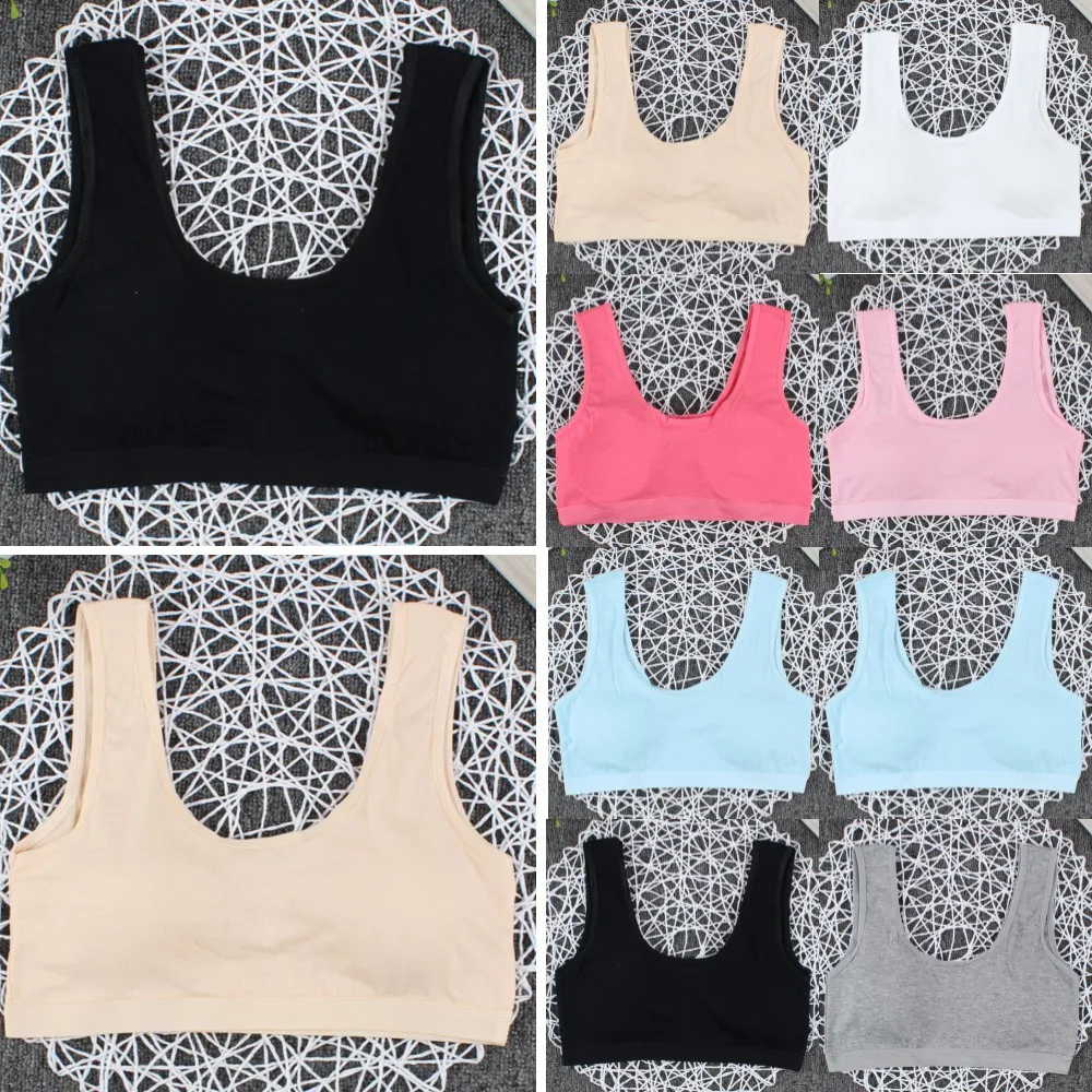 

Free Bra For Puberty Girls Solid Colors Training Sports Soft Breathable Summer