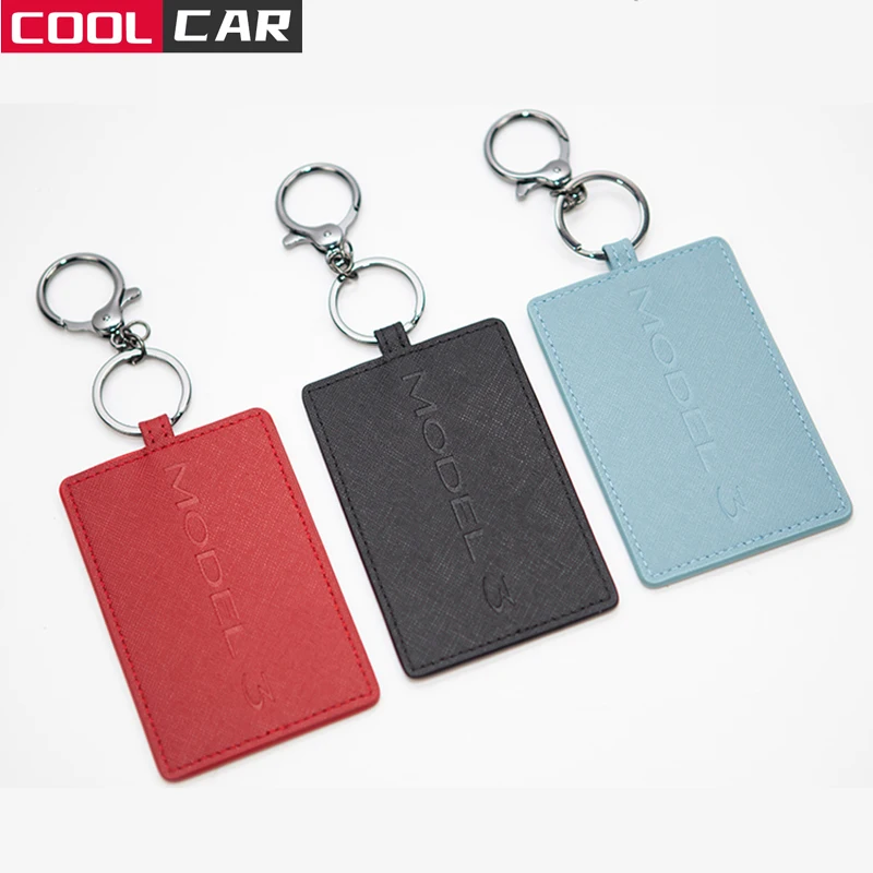 Кожаный чехол для ключей Tesla Model3 защитный Model 3 аксессуары черный брелок