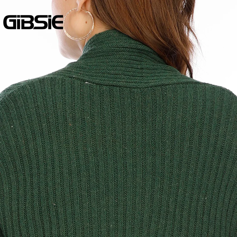 Женский длинный вязаный кардиган GIBSIE яркий свитер с рукавами-фонариками теплый