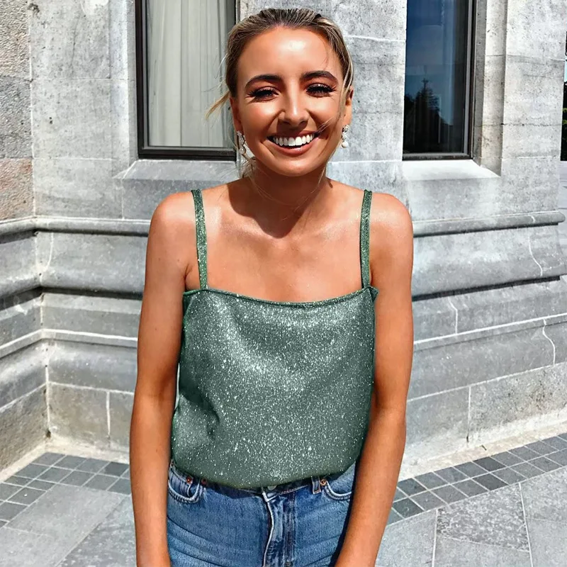 Блестящие женские топы без рукавов с вырезом лодочкой Сексуальные клубные