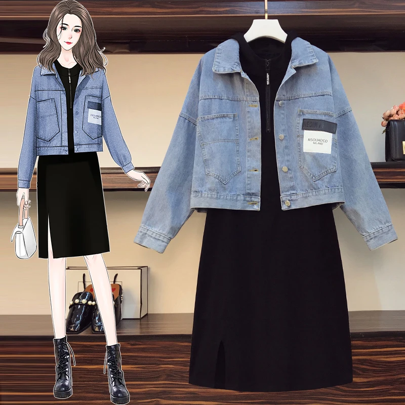 

L-4XL Plus Size Women Zipper Hooded Black Split T shirt Dresses Spring 2021 Long Sleeve Loose Casual Cotton Sweatshirt Dress