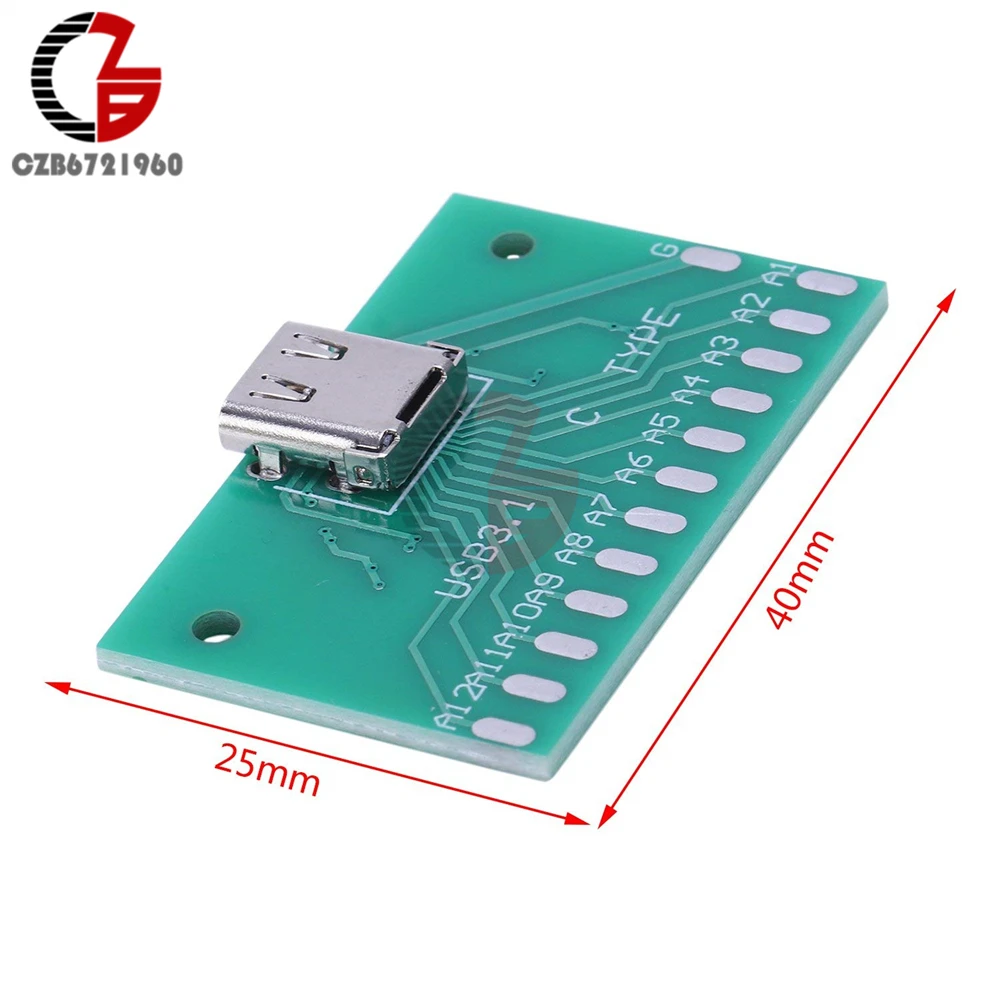 Type-C USB3.1 Female Connector Adapter Test Board USB 3.1 24P 24Pin Socket Base PCB for Arduino 2.0 DIY | Обустройство дома