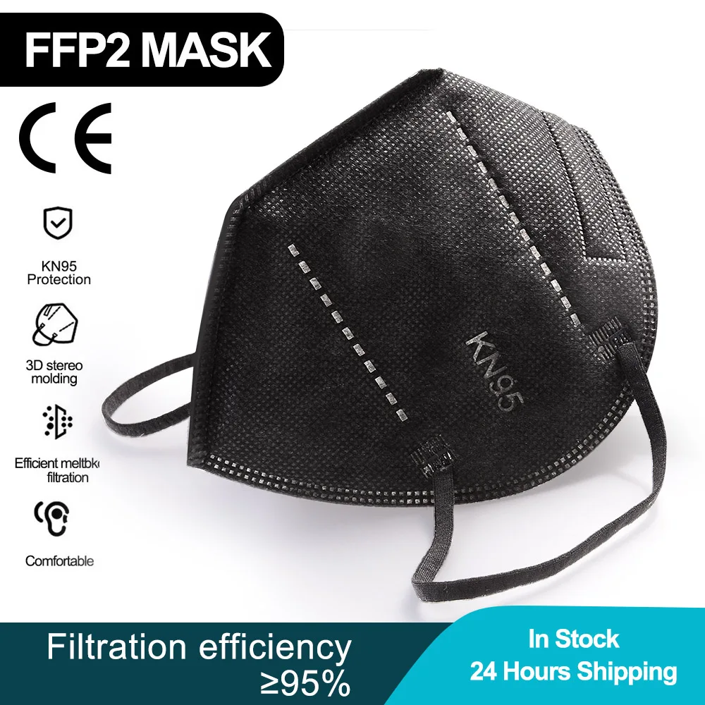 

1-100PCS Black FFP2 Mascarillas Reusable KN95 Mask Protective Face Mask 95% PM2.5 Anti-droplets ffp2mask reutilizable Masques