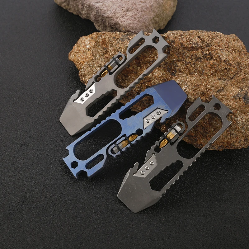 

Outdoor Multifunctional EDC Titanium Alloy Survival Tool Bottle Opener Rope Cutter Screwdriver