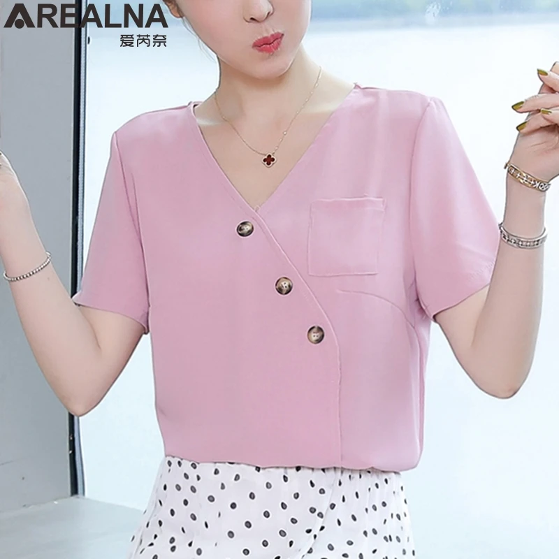 

Shirts women 2020 summer Chiffon blouse women tops fashion office V-neck woman clothes vintage shirt camisas mujer plus size 5XL