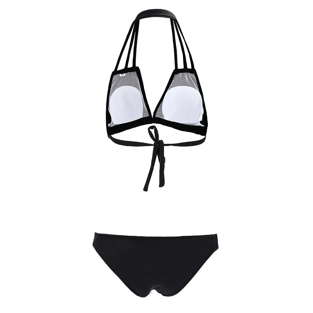 

High Waist Push Up Padded Plus Size Bikini off shoulder 2 piece Swimsuit Bandage V Neck Swimwear