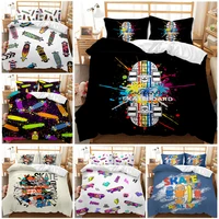 winter sports skateboard graphic printing duvet cover set single bed double bed 23psc boy and girl room decoration
